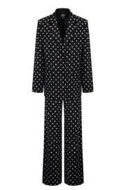 Crystal Rhinestone Embellished Wide leg Trousers in Black