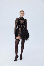 Lacet mini feather dress
