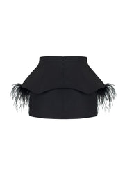 Mini basque skirt with feathers