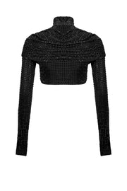 Diamante crop top with sleeves