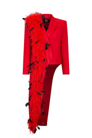 Asymmetric Feather Jacket