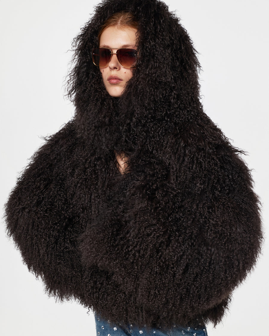 Short Fur Coat with Hood