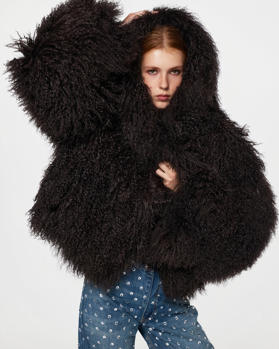 Short Fur Coat with Hood