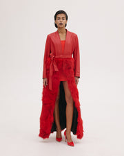 Leather Coat with Fur