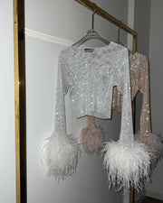Sparkle Feathers Crop Top