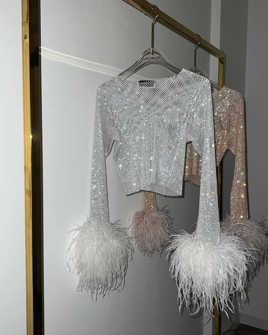 Sparkle Feathers Crop Top