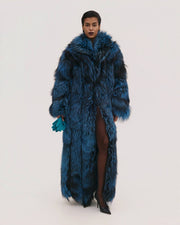 Long Fur Coat in Blue