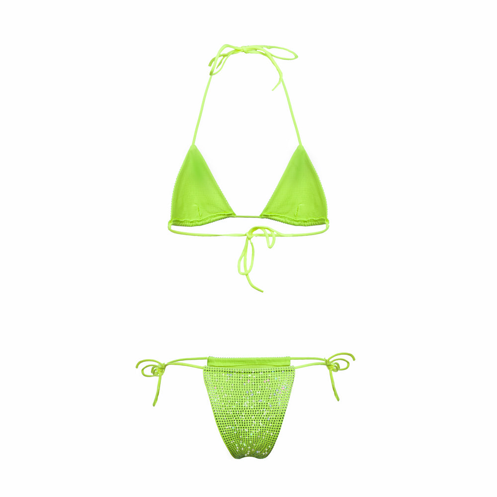 Lime Green Triangle Dahlia Bikini