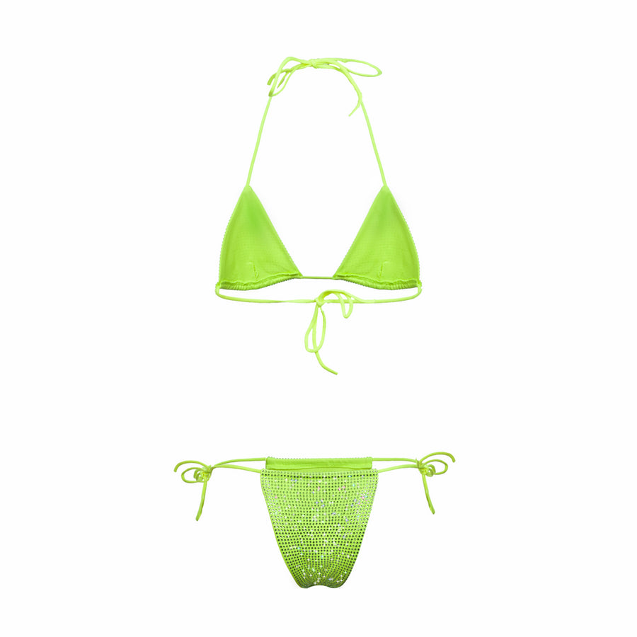 Lime Green Triangle Dahlia Bikini