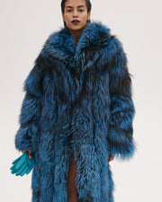 Long Fur Coat in Blue