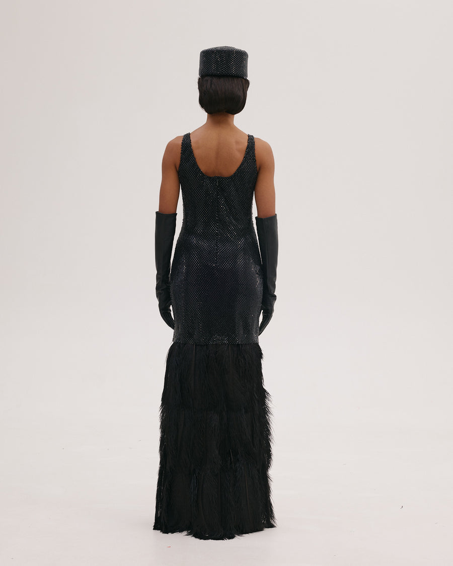 Diamante Dress with Feathers
