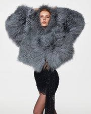 Short fur coat with hood