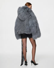 Short fur coat with hood