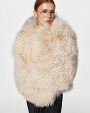 Short fur coat with hood