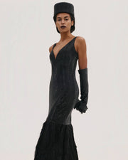Diamante Dress with Feathers