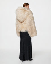 Short fur coat with hood