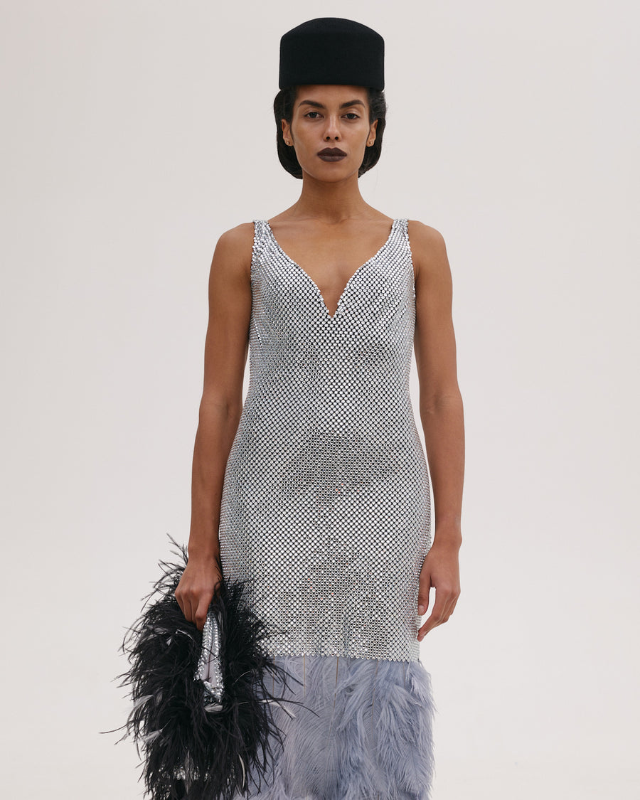Diamante Dress with Feathers