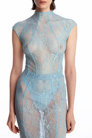 Lace bodysuit with silhouette lines