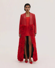 Leather Coat with Fur