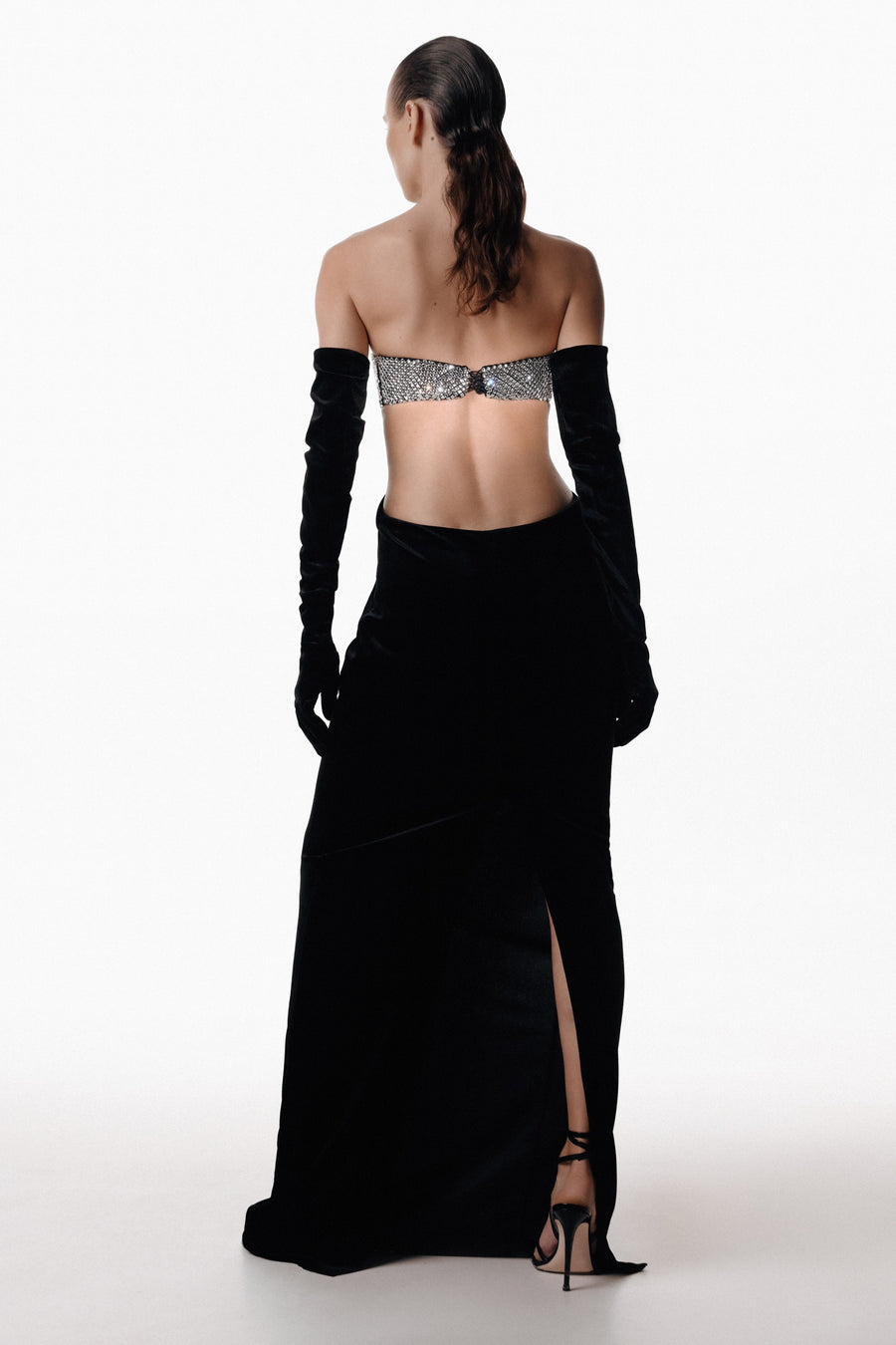 evening dress bra Symphony Dress - Satin Bow Bra Top With Contrast Fabric Maxi Dress