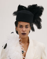 Hat In Black with Black Feathers