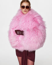 Short fur coat with hood