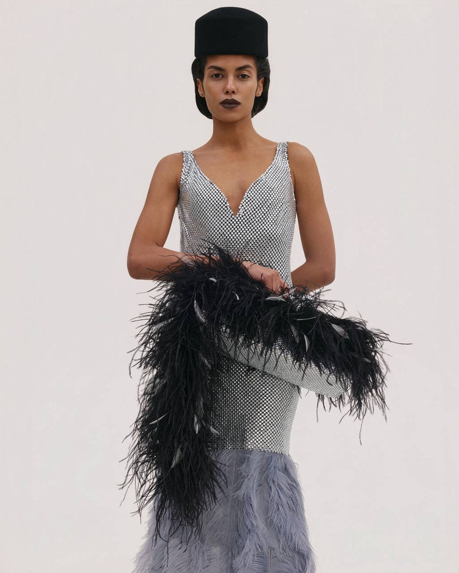Silver Bag with Feather Tail