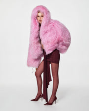 Short fur coat with hood