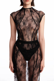 Lace bodysuit with silhouette lines