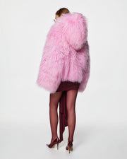 Short fur coat with hood