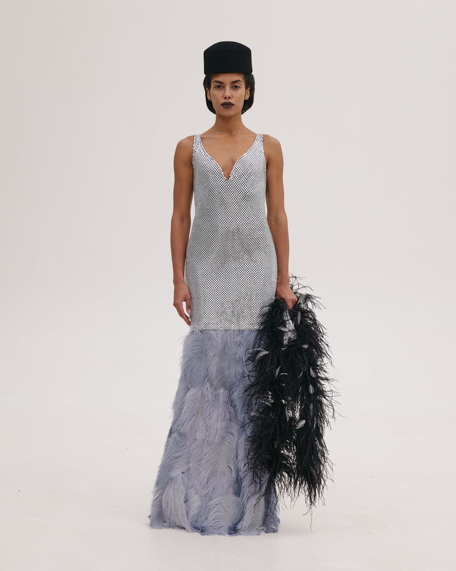 Silver Bag with Feather Tail
