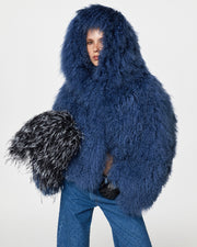 Short fur coat with hood