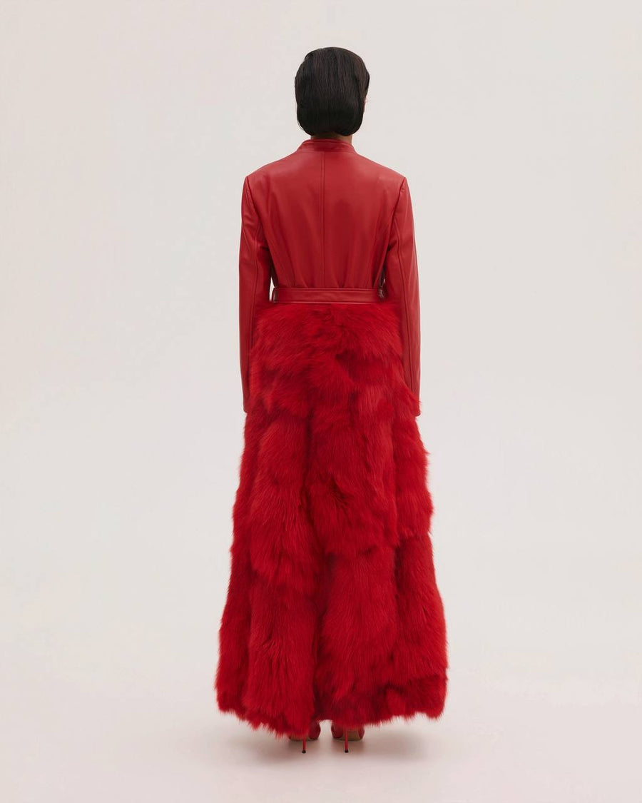 Leather Coat with Fur