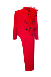 Asymmetric Feather Jacket