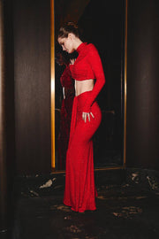 DIAMANTE MAXI SKIRT WITH CUT