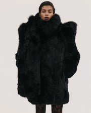 Fur Coat with Structured Shoulders