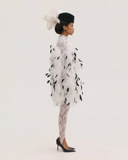 Lace Mini Dress with Feathers