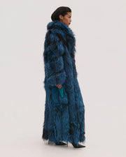 Long Fur Coat in Blue