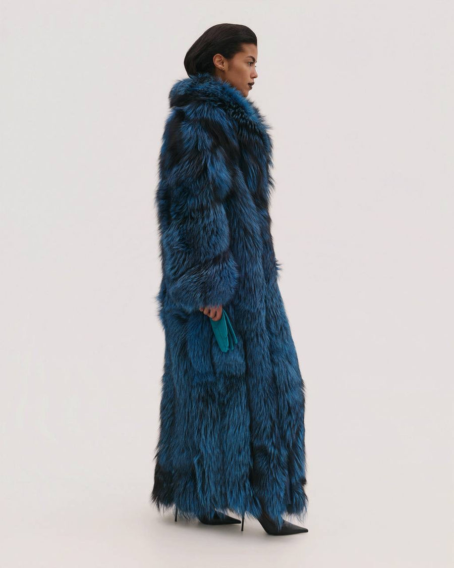 Long Fur Coat in Blue