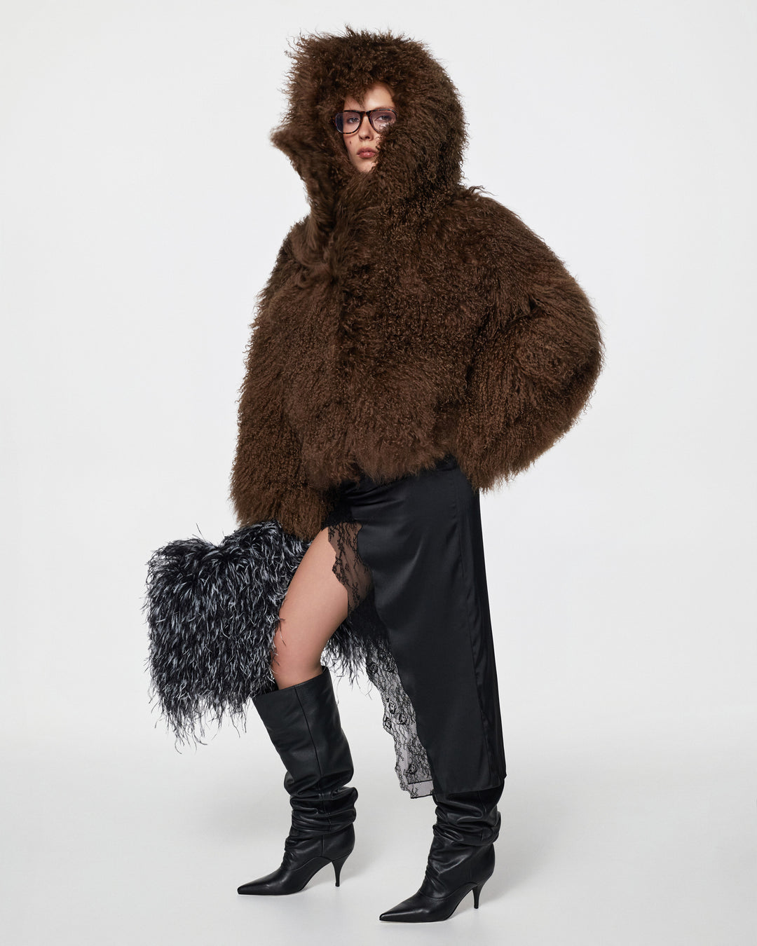 Short Fur Coat with Hood