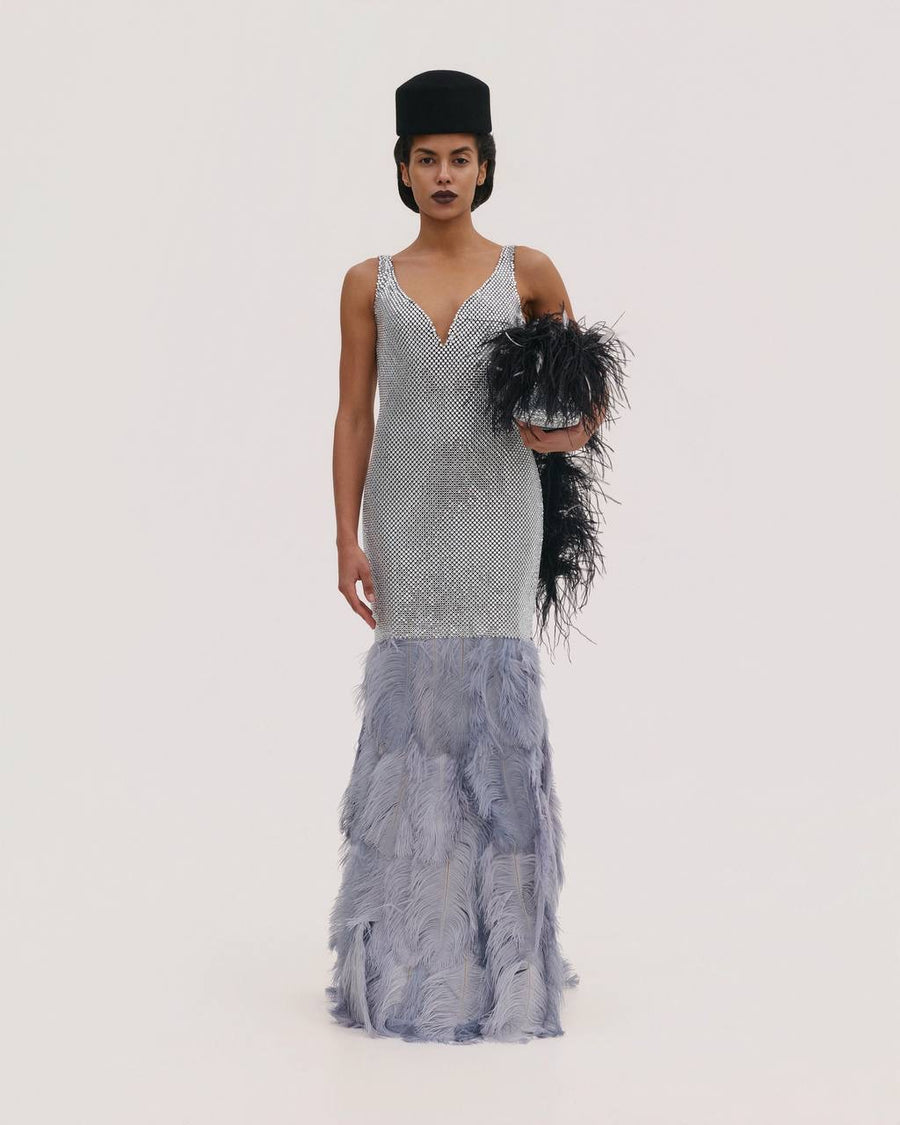 Diamante Dress with Feathers