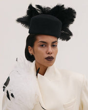 Hat In Black with Black Feathers