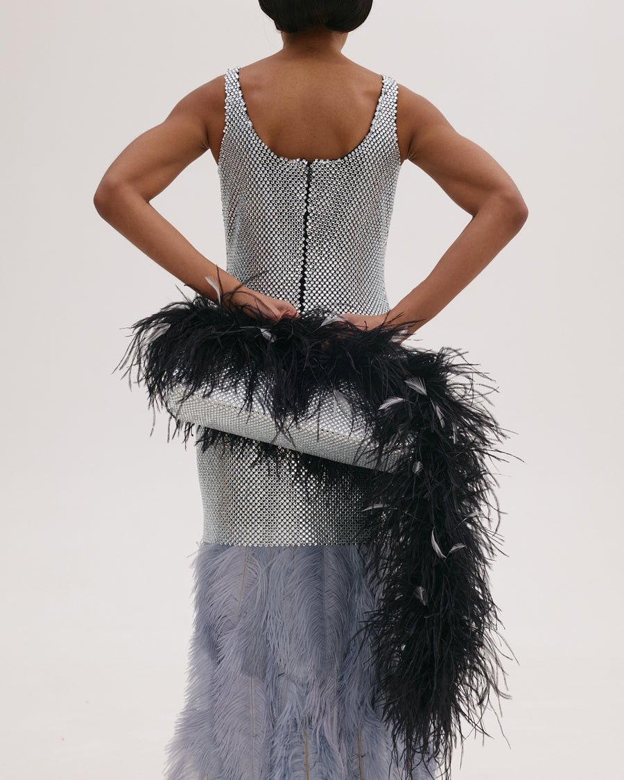 Silver Bag with Feather Tail