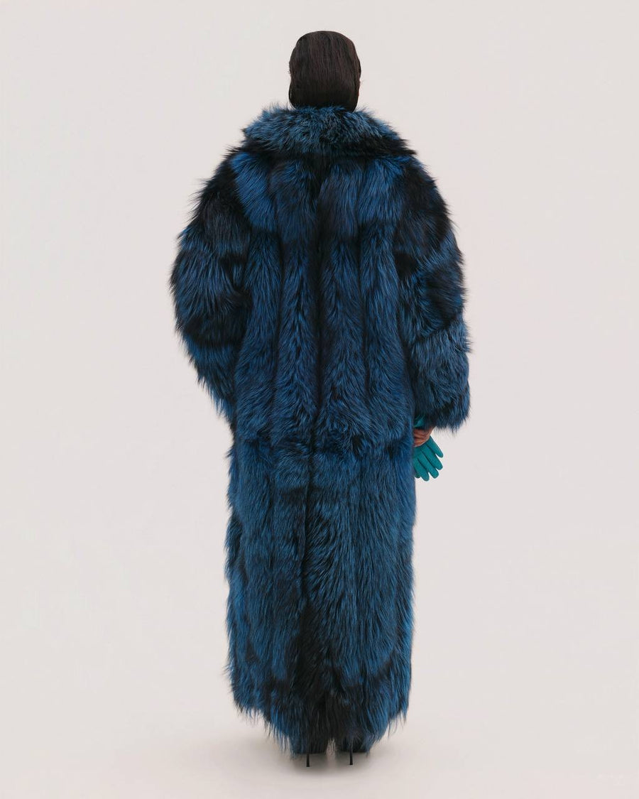 Long Fur Coat in Blue