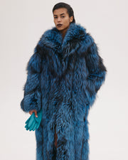 Long Fur Coat in Blue