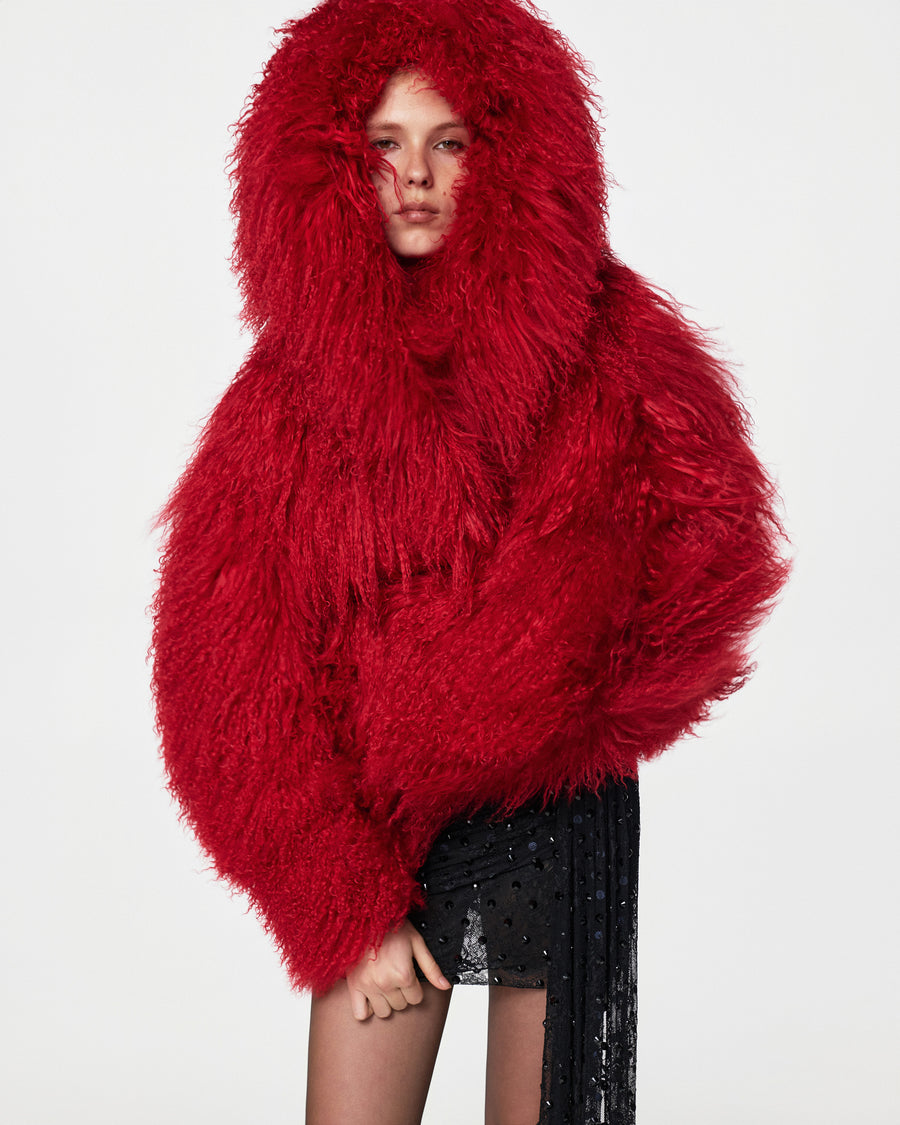 Short Fur Coat with Hood