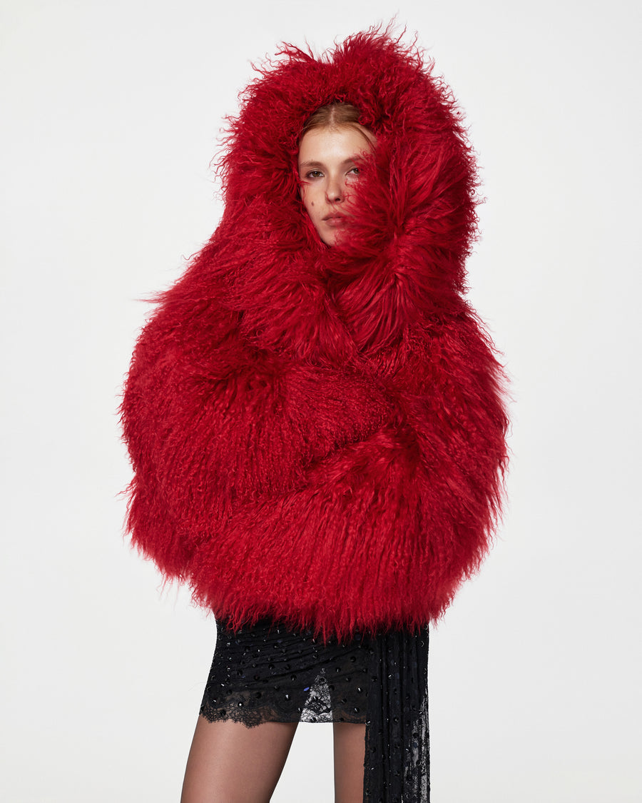 Short Fur Coat with Hood