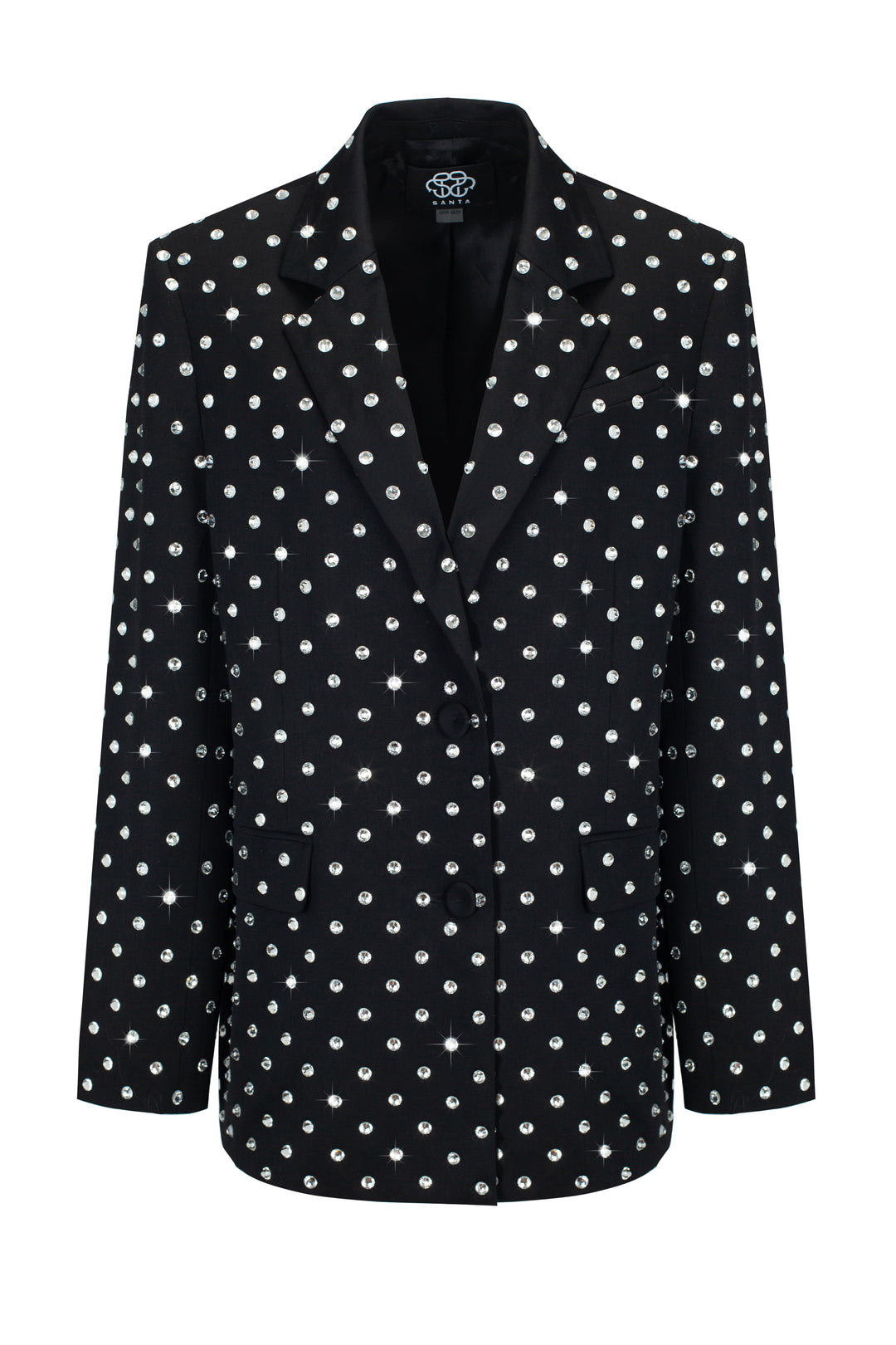 Crystal Rhinestone Embellished Blazer in Black