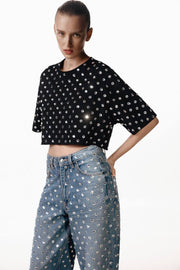 Short T-shirt With Crystals