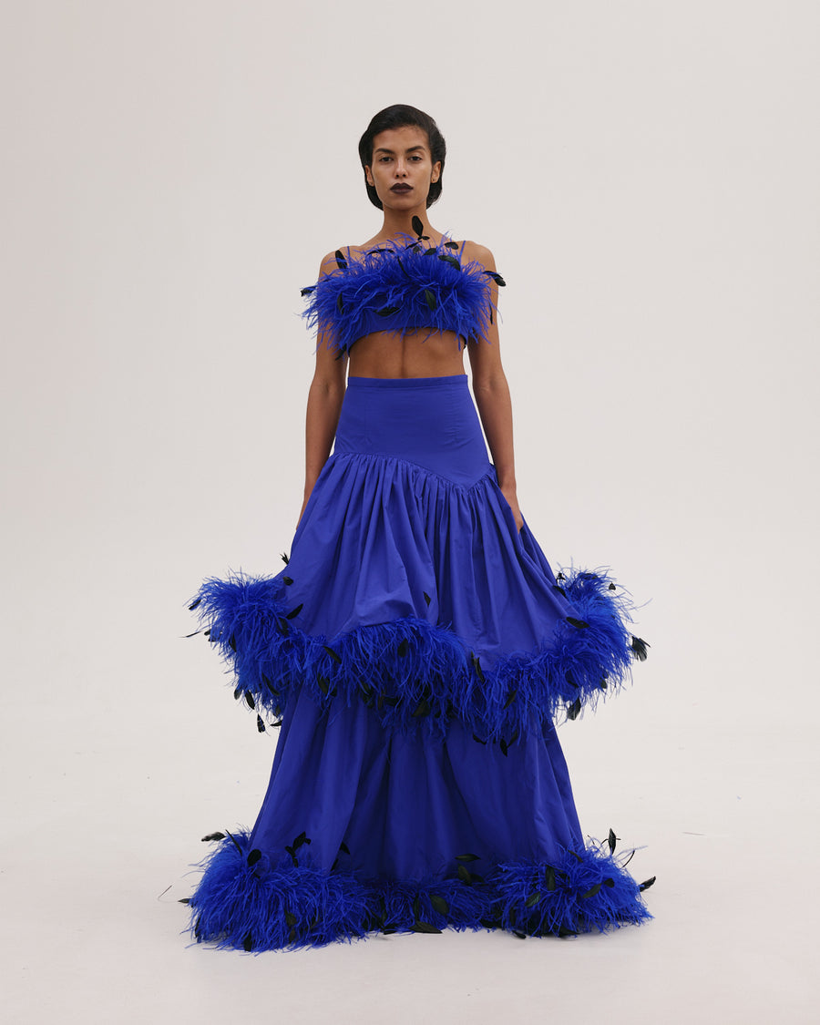 Maxi Skirt With Feathers